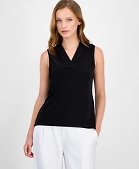 Anne Klein Petite Pleated V-Neck Top