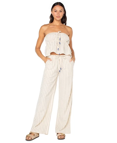 Roxy Juniors' Iyla Striped Wide-Leg Pull-On Pants