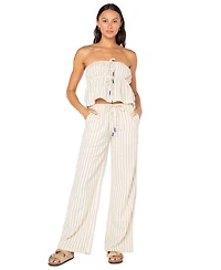 Roxy Juniors' Iyla Striped Wide-Leg Pull-On Pants