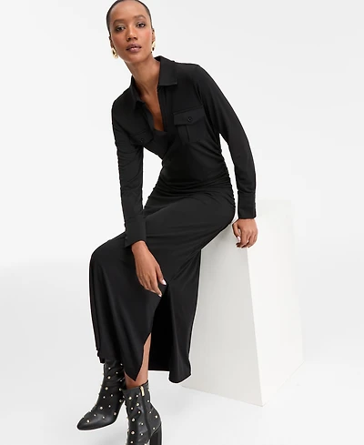 I.n.c. International Concepts Women's Long-Sleeve Pocket Maxi Dress, Macy's Exclusive