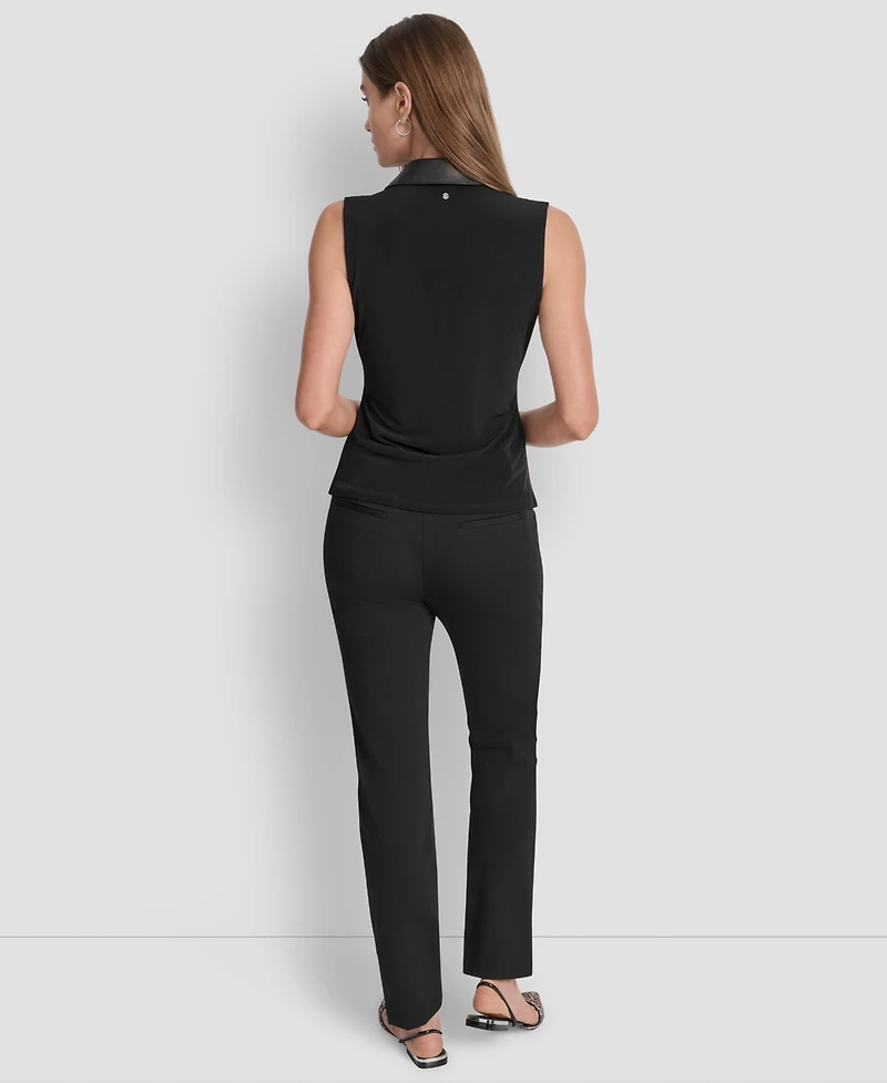 Dkny Women's Contrast-Collar Surplice Top