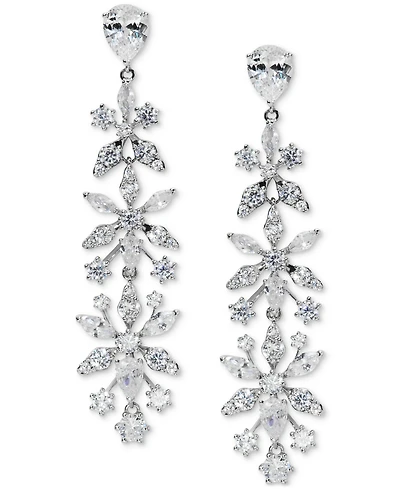 Eliot Danori Cubic Zirconia Flower Linear Drop Earrings, Exclusively at Macy's