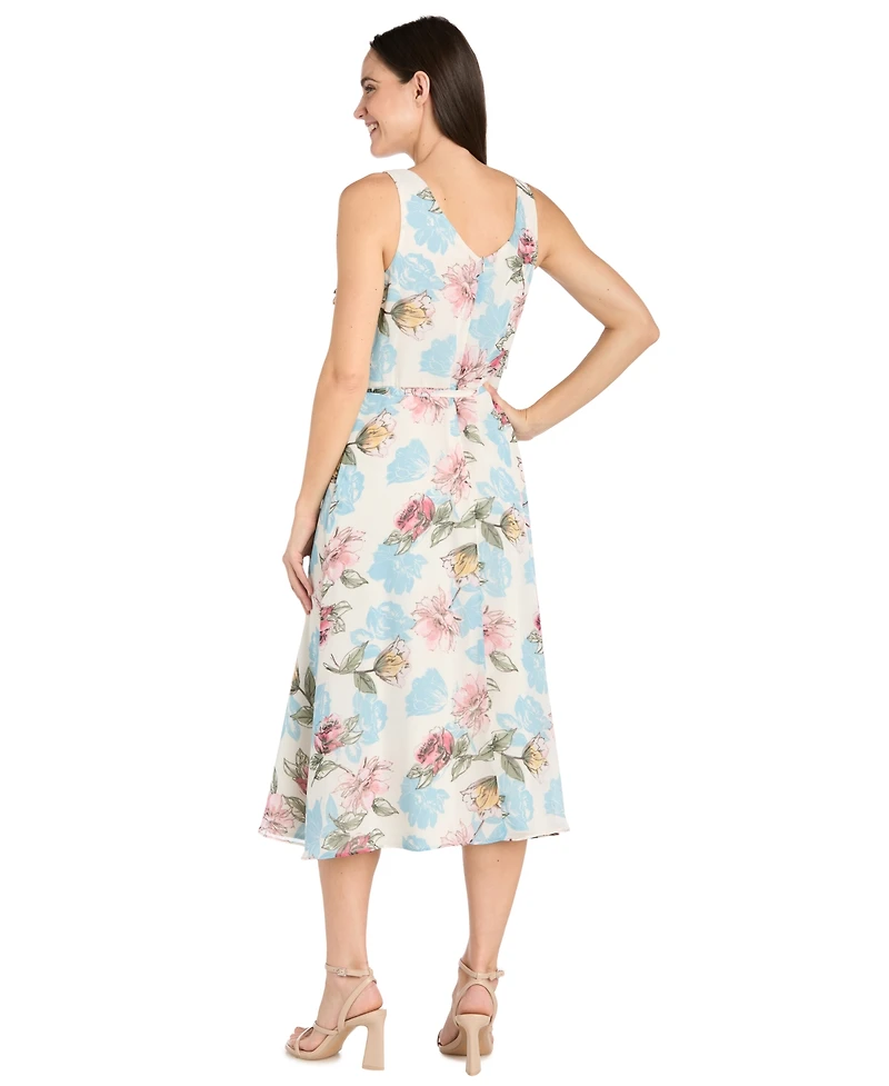 R & M Richards Women's Floral-Print Sleeveless Dress