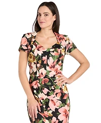 R & M Richards Women's Floral-Print Short-Sleeve Dress