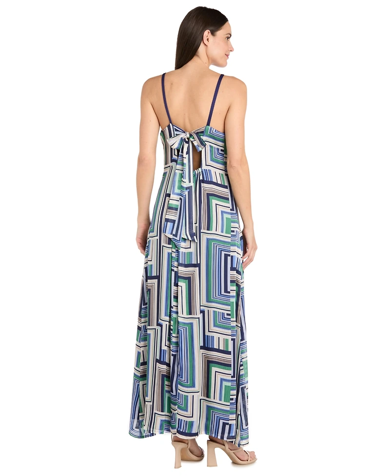 R & M Richards Women's Sleeveless Shirred-Collar Maxi Dress