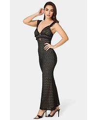 Bebe Women's Lace Keyhole Maxi Dress