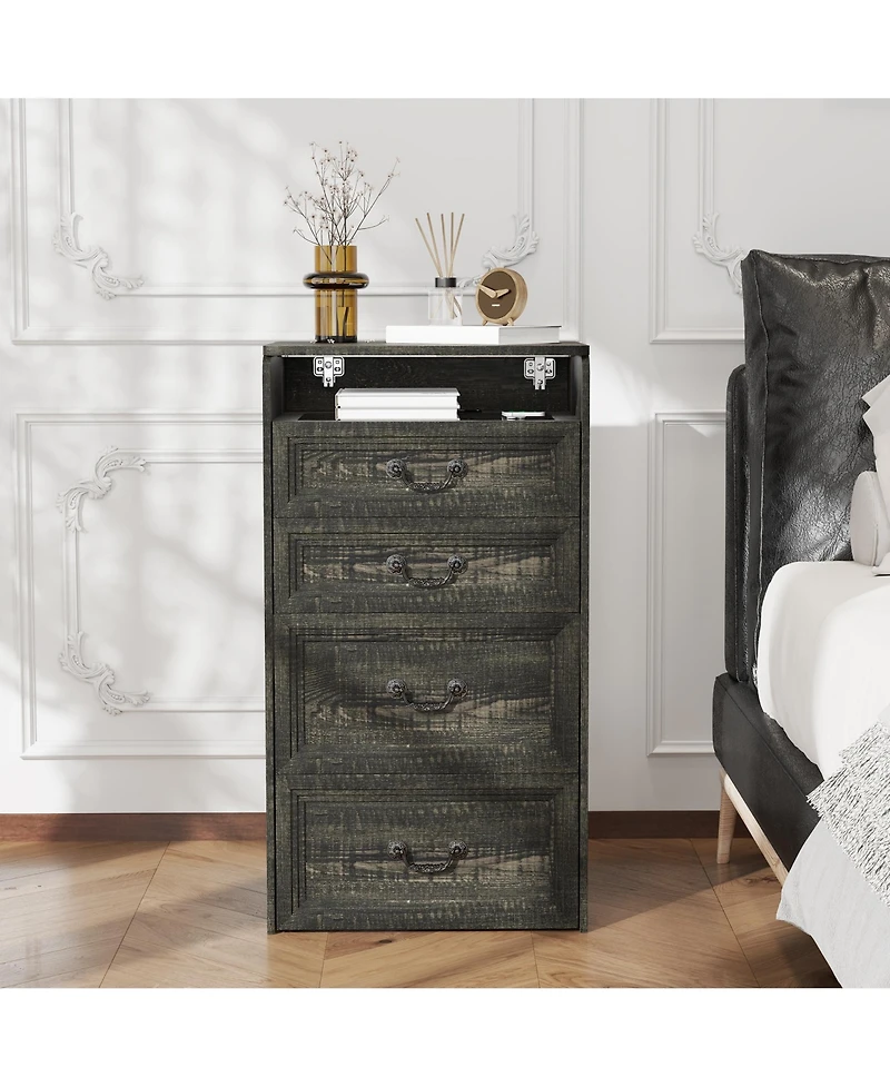Vlsrka Flip-top vanity desk with mirror and stool.