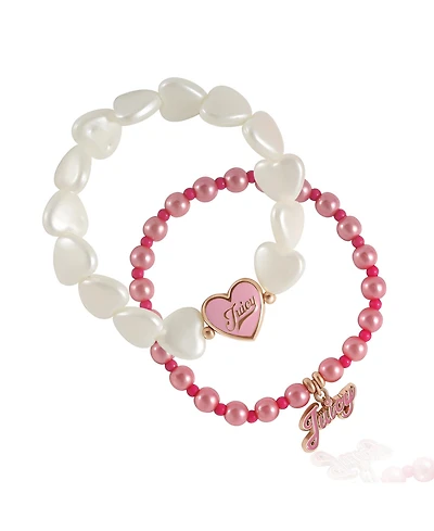 Juicy Couture Kids Pink & White Bracelet Duo – Heart & Juicy Charms