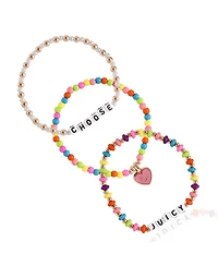 Juicy Couture Kids Choose Juicy Heart Charm 3 Piece Beaded Jewelry