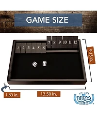 We Games 12 Number Shut the Box Board Game, Black Stained Wood, 13.5 in.