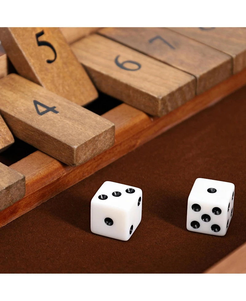We Games 9 Number Shut the Box Board Game with Walnut Stained Wood, 11 in.