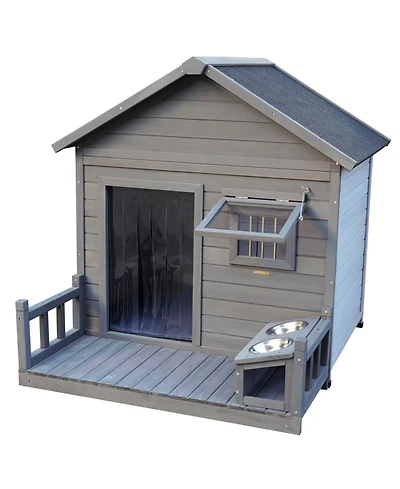 Streamdale Furniture Large Balcony Dog House with Terrace & Cleaning Mat