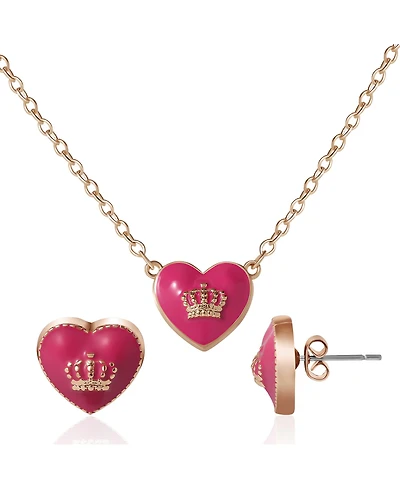 Juicy Couture 15? + 2? Crown Logo Heart Pendant Necklace ? Adjustable