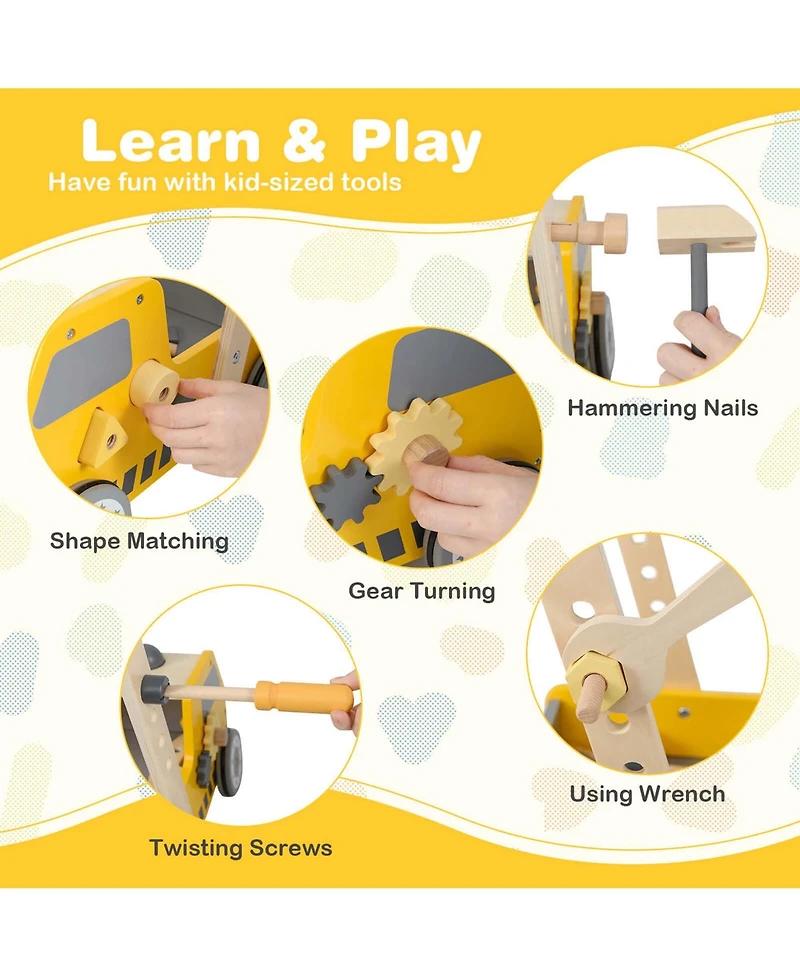 Costway 2-In-1 Montessori Wooden Baby Walker with Learning Activities Adjustable Speed