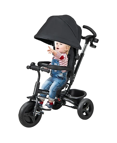 Gymax 4-in-1 Baby Tricycle Toddler Trike w/ Reversible Seat Canopy & Push Handle