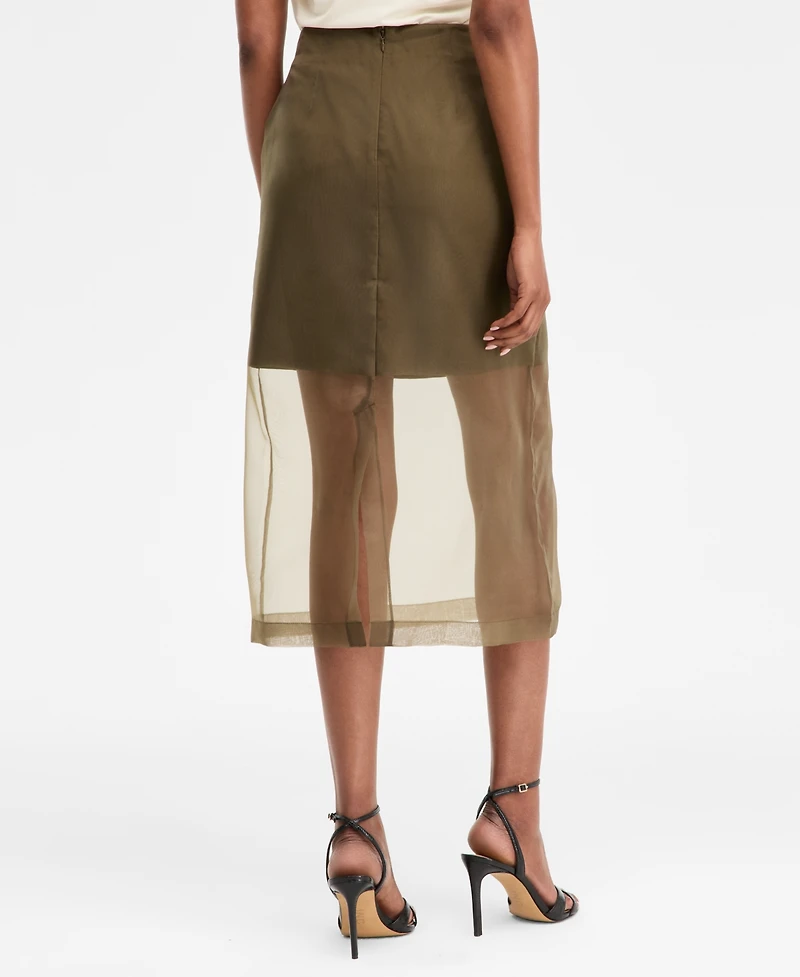 I.n.c. International Concepts Women's Sheer-Hem Midi Skirt, Macy's Exclusive