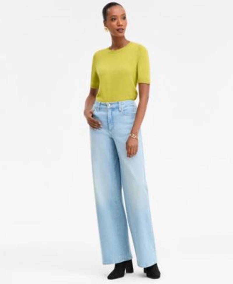 I.N.C. International Concepts Womens High Rise Wide Leg Jeans 0p 18 Macys Exclusive