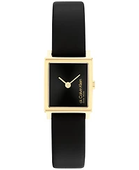 Calvin Klein Women's Elongated Black Leather Strap Watch, 18.5 x 20.5mm