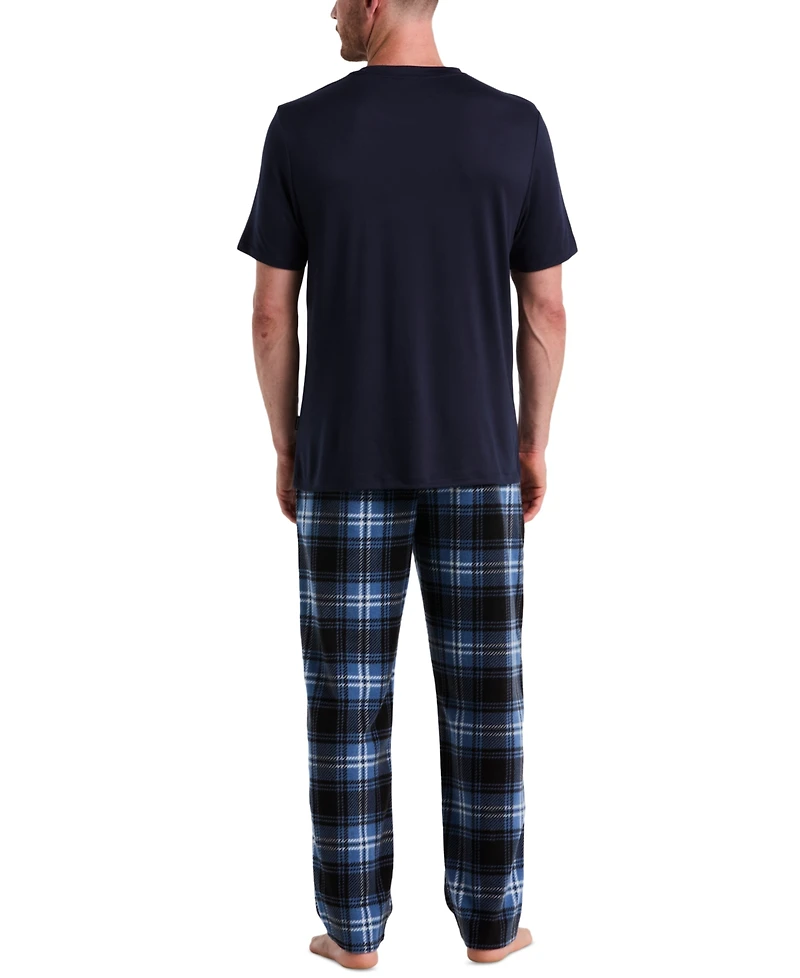 Perry Ellis Portfolio Men's Buffalo Plaid Fleece Pajama Pants