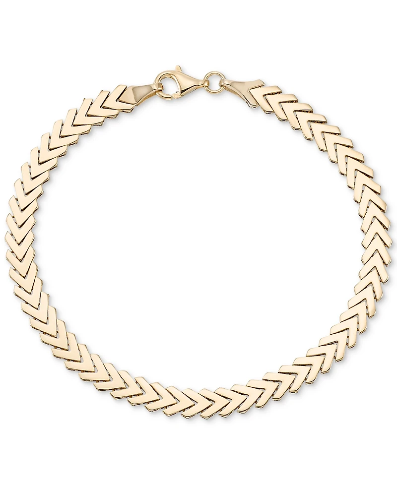 Polished Chevron Link Chain Bracelet in 10k Gold
