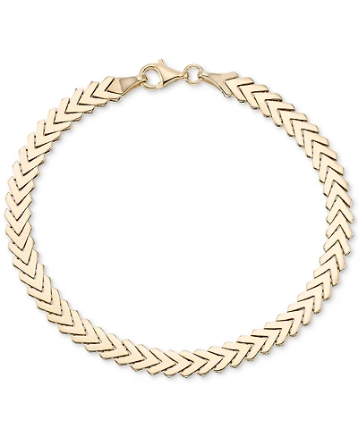 Polished Chevron Link Chain Bracelet in 10k Gold