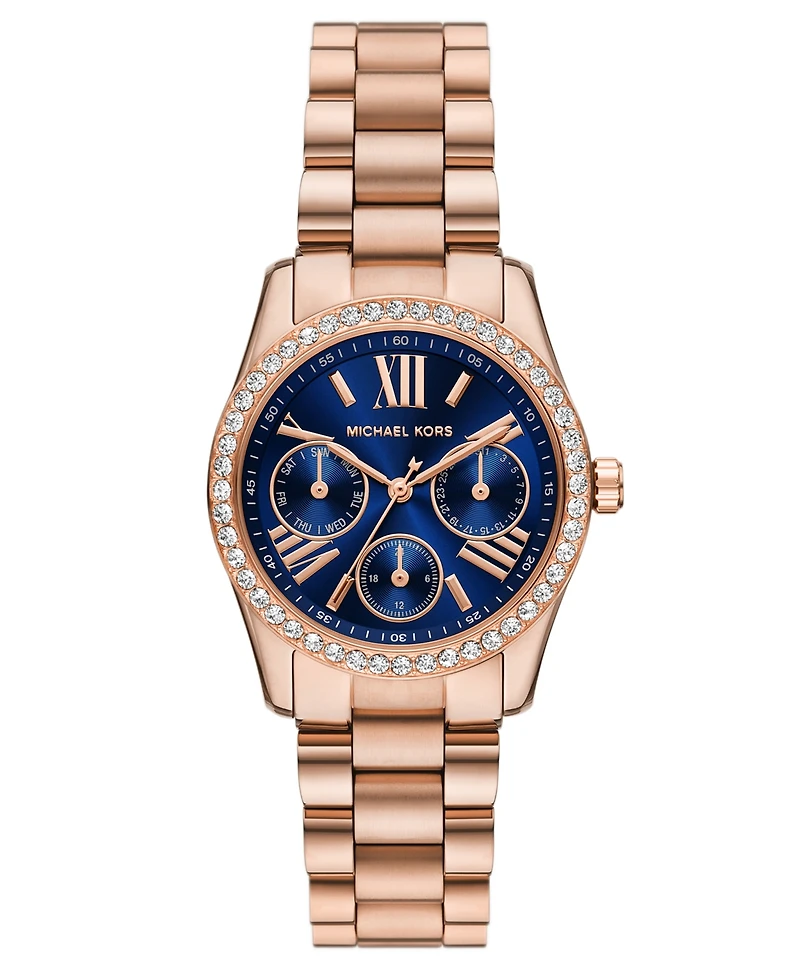 Michael Kors Women's Lexington Lux Multifunction Rose Gold-Tone Stainless Steel Watch, 34mm