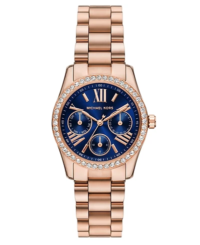 Michael Kors Women's Lexington Lux Multifunction Rose Gold-Tone Stainless Steel Watch, 34mm