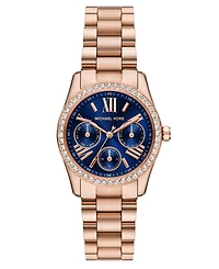 Michael Kors Women's Lexington Lux Multifunction Rose Gold-Tone Stainless Steel Watch, 34mm