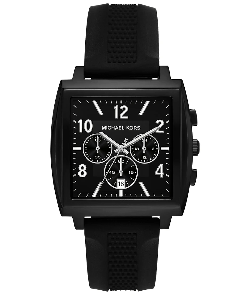 Michael Kors Men's Rhys Chronograph Black Silicone Watch, 41mm