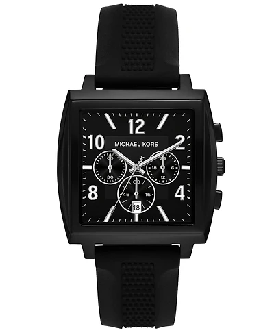 Michael Kors Men's Rhys Chronograph Black Silicone Watch, 41mm