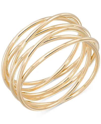 Polished Interlocking Multirow Crossover Statement Ring in 14k Gold
