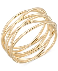 Polished Interlocking Multirow Crossover Statement Ring in 14k Gold