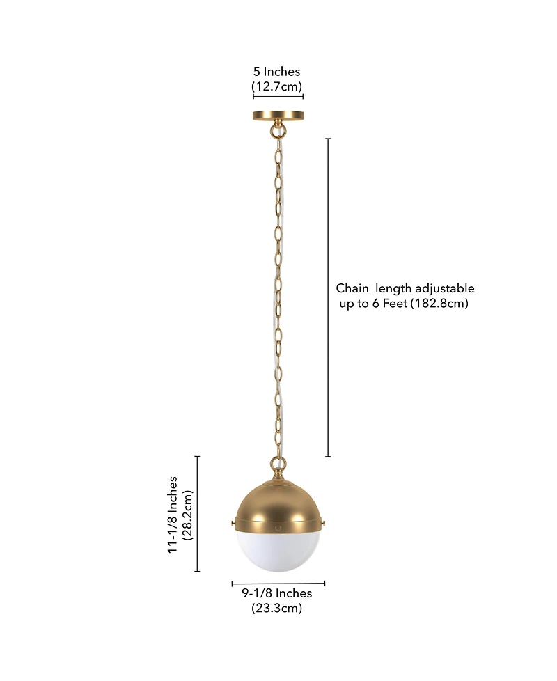 Hudson & Canal Aurora 11.13" Metal Pendant with Glass Shade
