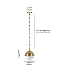Hudson & Canal Aurora 11.13" Metal Pendant with Glass Shade
