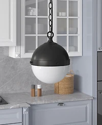 Hudson & Canal Aurora 11.13" Metal Pendant with Glass Shade