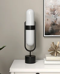 Hudson & Canal Blair 25" Metal Pill-Shaped Table Lamp with Milk Glass Shade