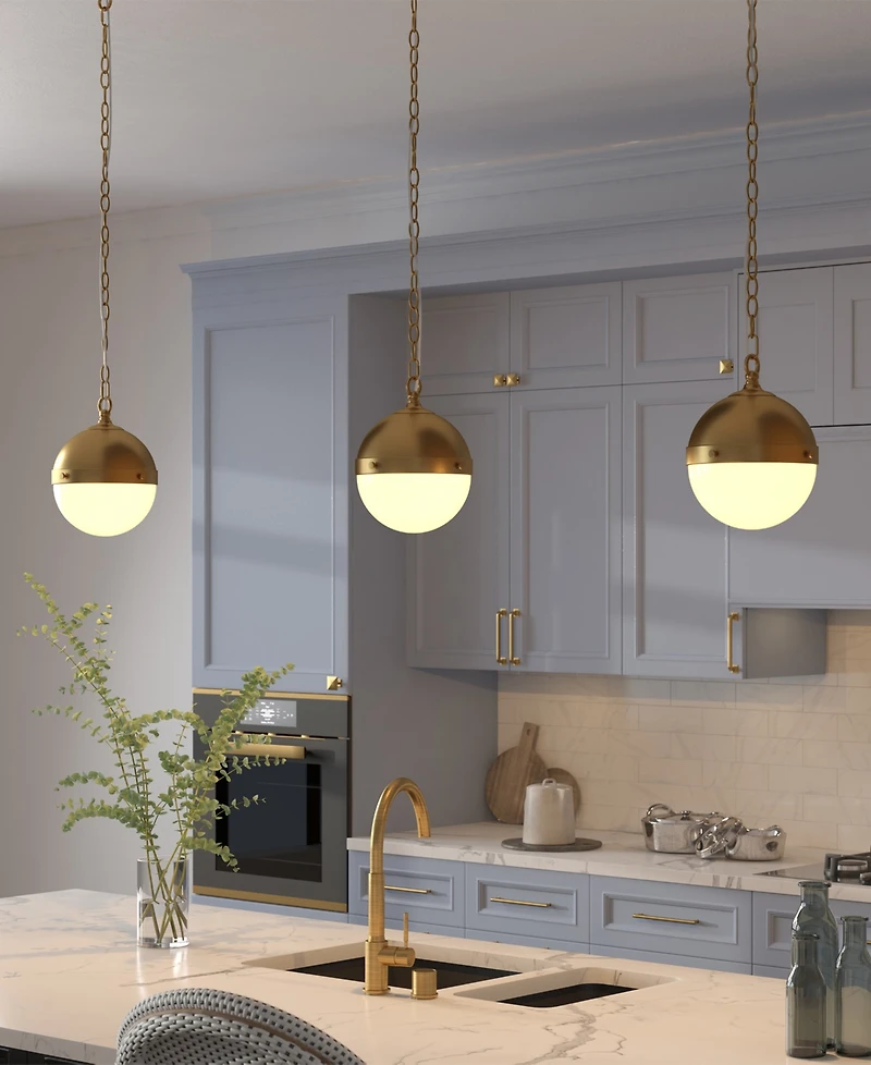 Hudson & Canal Aurora 11.13" Metal Pendant with Glass Shade