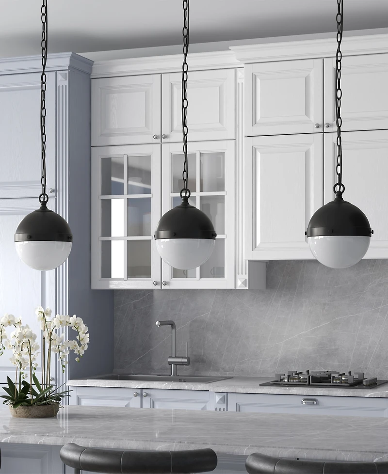 Hudson & Canal Aurora 11.13" Metal Pendant with Glass Shade
