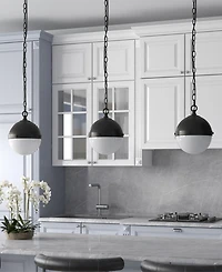 Hudson & Canal Aurora 11.13" Metal Pendant with Glass Shade