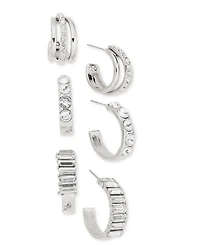 I.n.c. International Concepts Glass Stone Hoop Earrings, Set of 3, Macy's Exclusive