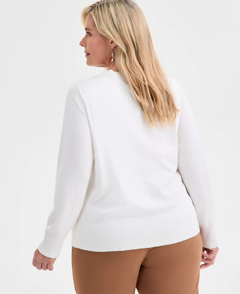 Jm Collection Plus Size V-Neck Button-Front Cardigan, Macy's Exclusive