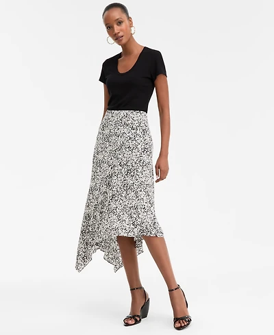 I.n.c. International Concepts Women's Printed Asymmetrical Midi Skirt, Macy's Exclusive