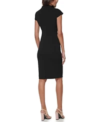 Calvin Klein Women's Scuba Crepe Split V-Neck Sheath Dress