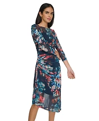 Calvin Klein Women's Side Ruched Mesh Midi Dress