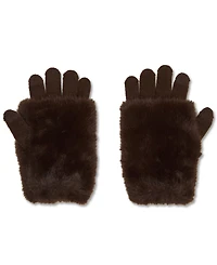 Steve Madden Faux-Fur-Cuff Cozy Knit Gloves