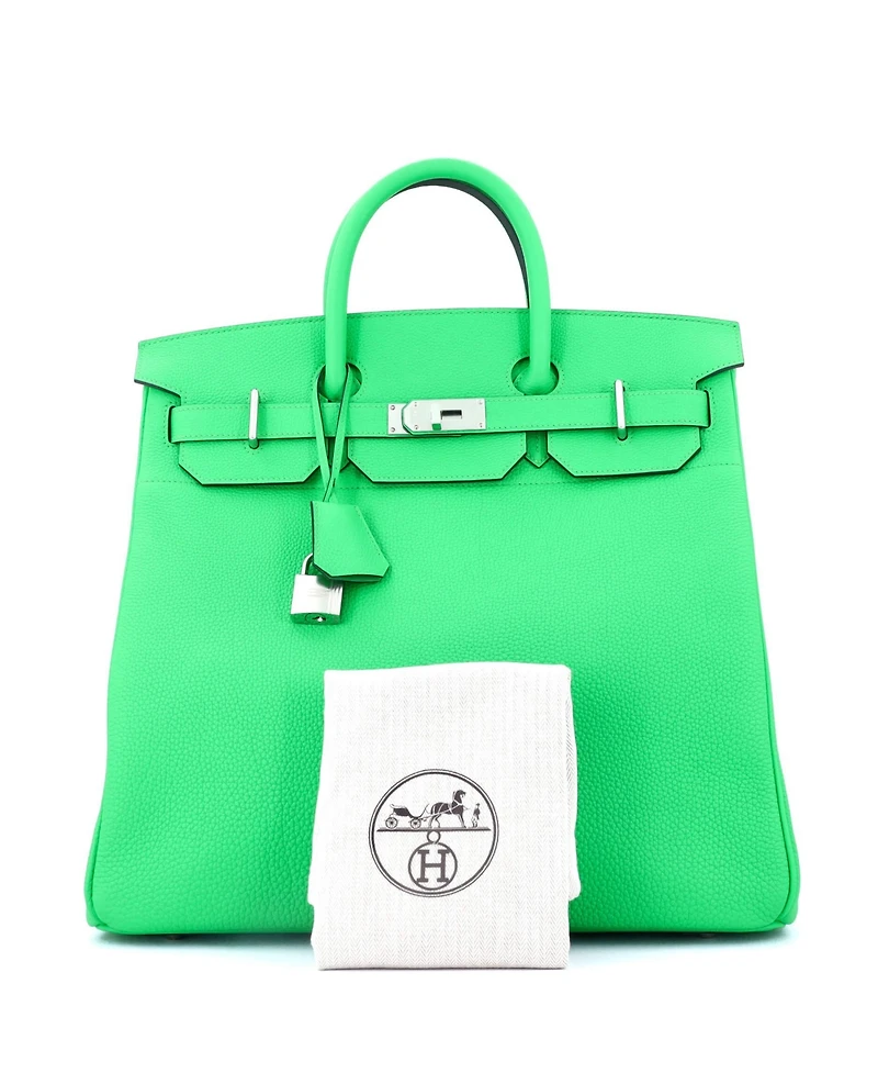 Pre-Owned Hermes Hac 40 Handbag Green Togo with Palladium Hardware