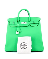 Pre-Owned Hermes Hac 40 Handbag Green Togo with Palladium Hardware