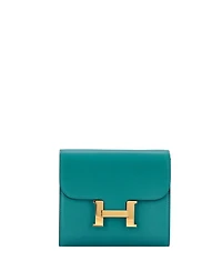 Pre-Owned Hermes Compact Constance Wallet Tadelakt