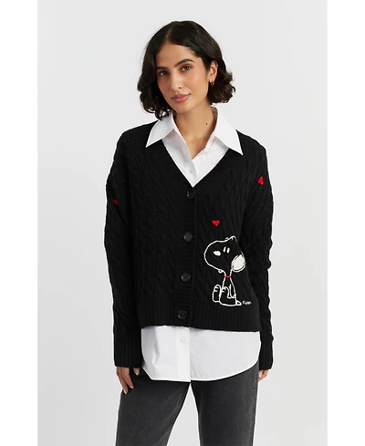 Chinti & Parker Women's Wool Cashmere Snoopy Cable Cardigan