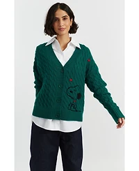 Chinti & Parker Women's Wool Cashmere Snoopy Cable Cardigan